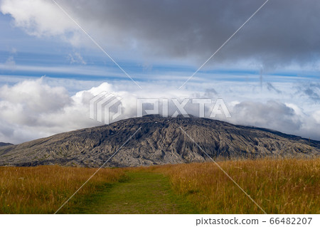 mountain of Snaefellsjokull National Park with white cloudy cap on peak. Iceland mountain of Snaefellsjokull National Park with white cloudy cap on peak. Iceland 66482207