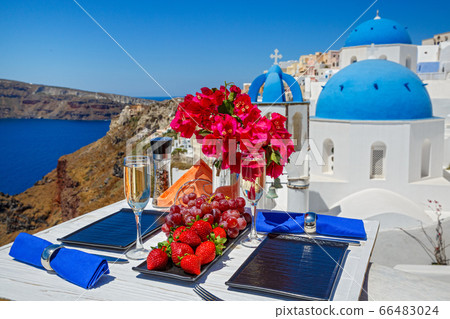 Wine and fruit on the table for two 66483024