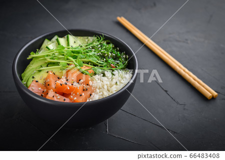 Hawaiian salmon poke bowl Hawaiian salmon poke bowl 66483408