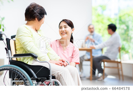 Elderly people in care facilities and care workers Elderly people in care facilities and care workers 66484578