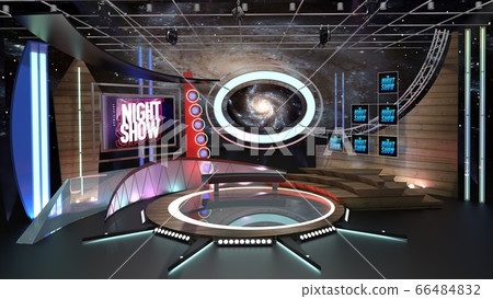 Virtual TV Studio Talkshow 1. 3d Rendering. 66484832