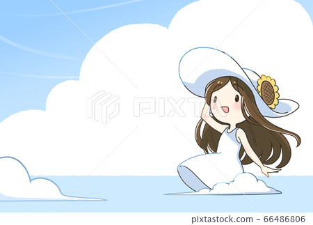 Summer Greeting Summer Girl Refreshing One Stock Illustration