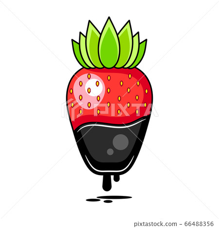 Chocolate Dipped Strawberry - Vector Illustration 66488356