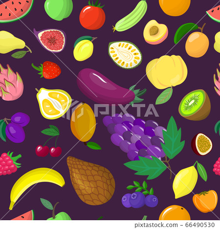 Organic vegetable tropical fruit seamless... - Stock Illustration ...