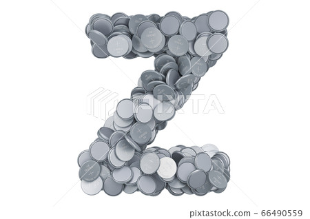 Letter Z from button cells, 3D rendering 66490559