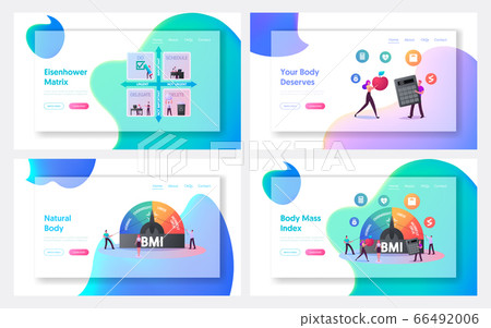 Body Mass Index, Eisenhower Matrix Landing Page Template Set. Tiny Characters at Huge Scale with Obesity Degrees from Normal to Obese. Fat and Slim People Weight Control. Cartoon Vector Illustration Body Mass Index, Eisenhower Matrix Landing Page Template Set. Tiny Characters at Huge Scale with Obesity Degrees from Normal to Obese. Fat and Slim People Weight Control. Cartoon Vector Illustration 66492006