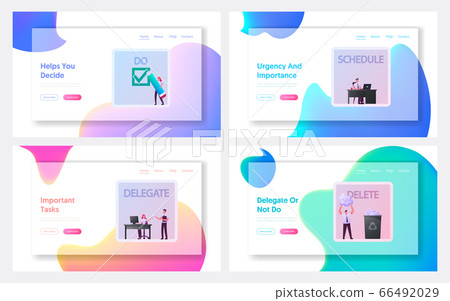 Characters at Huge Eisenhower Matrix Landing Page Template Set. Time Management Plan Scheme. Diagram with Deadline Organization or Project Process Efficient Control. Cartoon People Vector Illustration 66492029