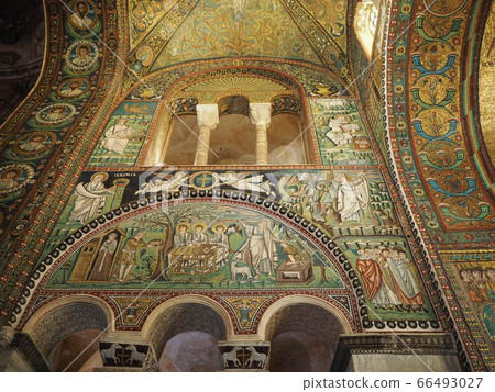 Mosaic of Ravenna, Italy Mosaic of the wall and ceiling Mosaic of Ravenna, Italy Mosaic of the wall and ceiling 66493027