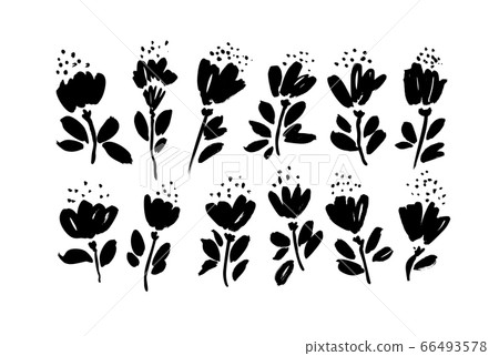 Spring flowers hand drawn vector set. - Stock Illustration [66493578 ...