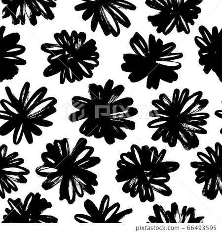 Brush flower vector seamless pattern.  66493595
