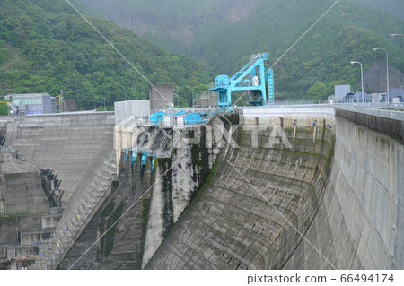 Equipment of the huge Tsuruta dam in Kyushu 66494174