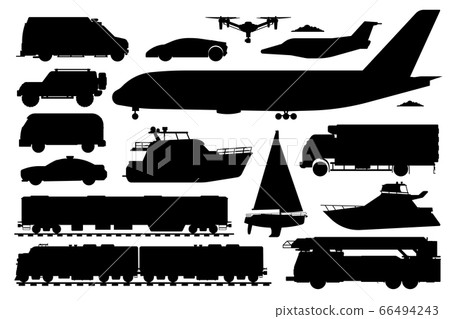 Public transport set. Passenger vehicle silhouette Public transport set. Passenger vehicle silhouette 66494243