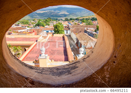 View from the circular window of the tower of the Cuban Trinidad Revolutionary Museum 66495211