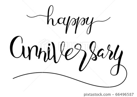 Happy anniversary brush hand lettering text 66496587