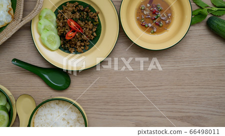 Thai traditional food, Stir fried minced pork with Thai traditional food, Stir fried minced pork with 66498011