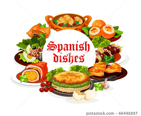 Spanish cuisine dishes, meat, fish, vegetable food Spanish cuisine dishes, meat, fish, vegetable food 66498897