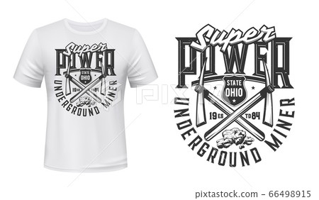 Mining industry t-shirt print with miner pickaxes 66498915
