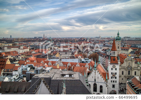 Panoramic urban landscape above historical part of Munich, Germany. Panoramic urban landscape above historical part of Munich, Germany. 66499695