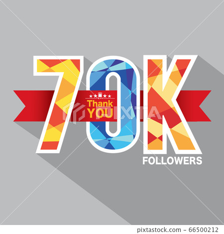 70k Followers Banner For Celebrating Followers Social Media Networks Vector Illustration. 66500212