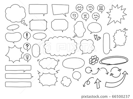 Simple handwritten speech bubble set _ monochrome Simple handwritten speech bubble set _ monochrome 66500237