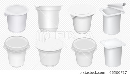 Plastic yoghurt pot isolated on white background. 66500717