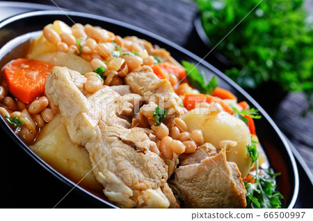close-up of a portion of pork stew close-up of a portion of pork stew 66500997