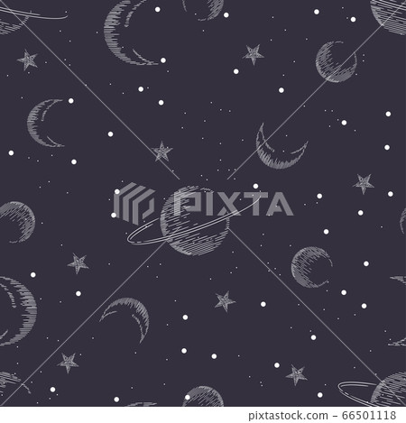 Seamless space pattern. Planets and stars.... - Stock Illustration ...