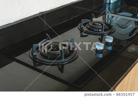 Photo of street kitchen room with black gas stove 66501457