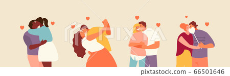 Romantic kissing couples vector set 66501646
