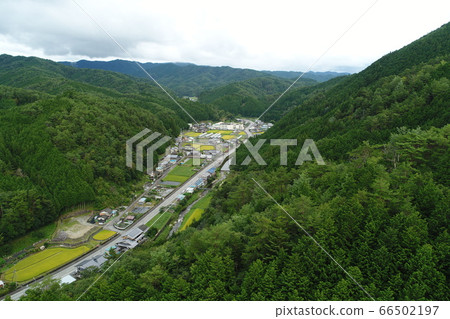 Aerial view of mountain village Aerial view of mountain village 66502197