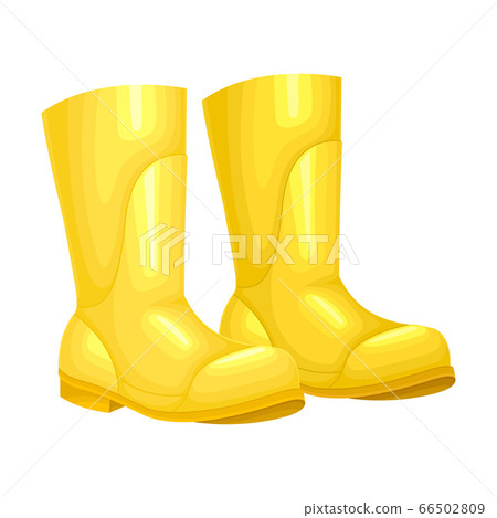 Pair of Yellow Rubber Boots for Walking Outside in Rainy Weather Vector Illustration 66502809