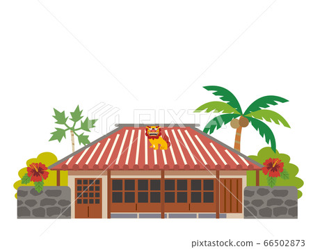 Illustration of an old folk house in Okinawa 66502873