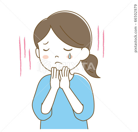 A woman who tears with her hand on her mouth A woman who tears with her hand on her mouth 66502979