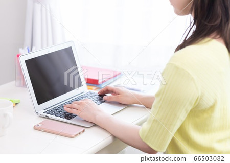 Business: Women's hands typing on a computer Business: Women's hands typing on a computer 66503082