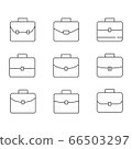 Briefcase icons set, linear style pictogram isolated on white. 66503297