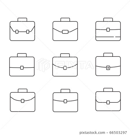 Briefcase icons set, linear style pictogram isolated on white. 66503297
