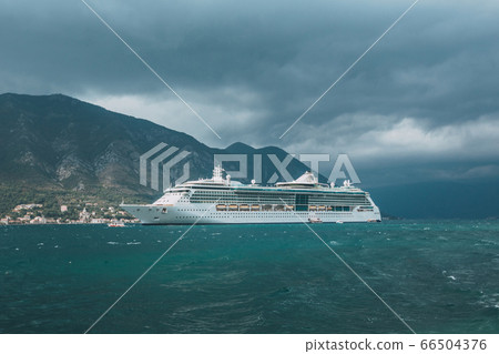 Luxury cruise ship in Montenegro Kotor Bay. Luxury cruise ship in Montenegro Kotor Bay. 66504376