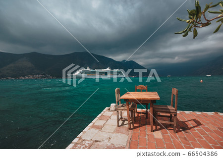 Luxury cruise ship in Montenegro Kotor Bay. 66504386