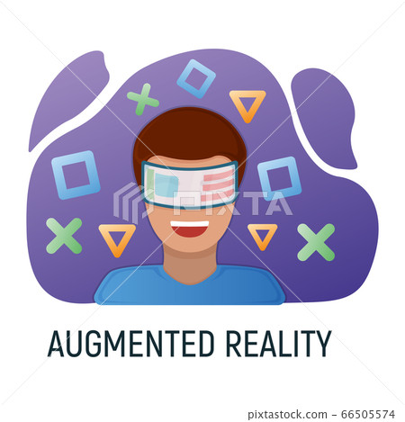 Male character in virtual reality glasses, modern Male character in virtual reality glasses, modern 66505574