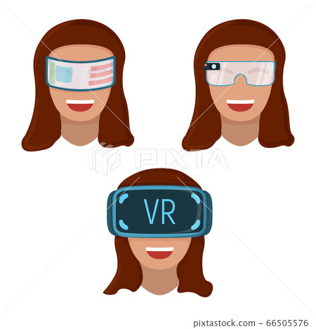 Female character in virtual reality glasses, Female character in virtual reality glasses, 66505576