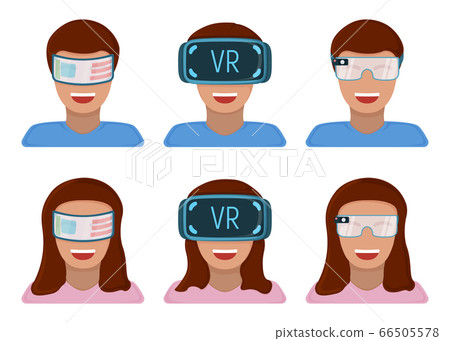Male and female character in virtual reality 66505578