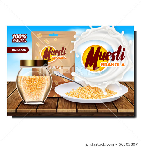 Muesli Granola Bright Promotional Poster Vector 66505807