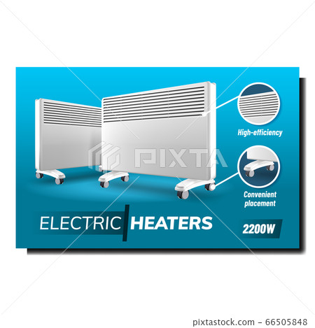 Electric Heaters Bright Promotional Poster Vector 66505848