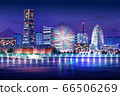 minatomirai yokohama kanagawa japan blue light night cityscape illustration 66506269
