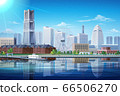minatomirai yokohama kanagawa japan blue daylight cityscape illustration 66506270