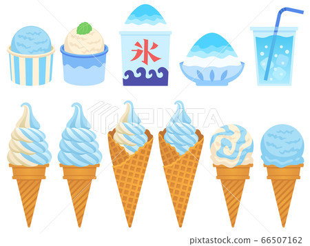 Illustration set of ice, shaved ice, soft cream, drink 66507162