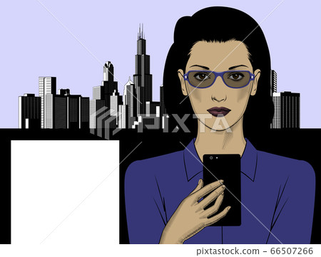 Avatar of a young brunette in fashionable glasses. Avatar of a young brunette in fashionable glasses. 66507266
