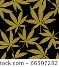Cannabis or Marijuana leaves in gold. 66507282