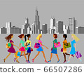 Women in a modern city, metropolis. 66507286