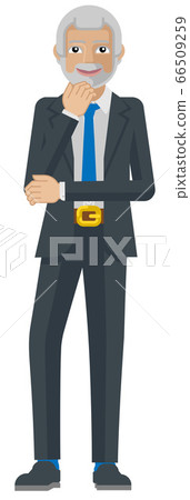 Mature Business Man Thinking Mascot Concept Mature Business Man Thinking Mascot Concept 66509259
